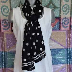 Black with White Polka Dots Oblong Scarf